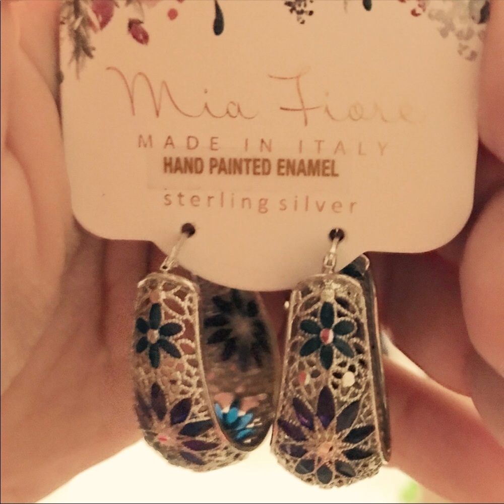 NWT MIA FIORE HAND-PAINTED STERLING 925 EARRINGS
